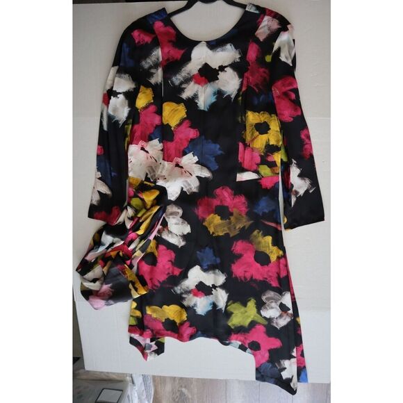 Colville CVS20516A Women Sz IT 42 US 6 Black Floral Asymmetric Midi Dress - Picture 16 of 16